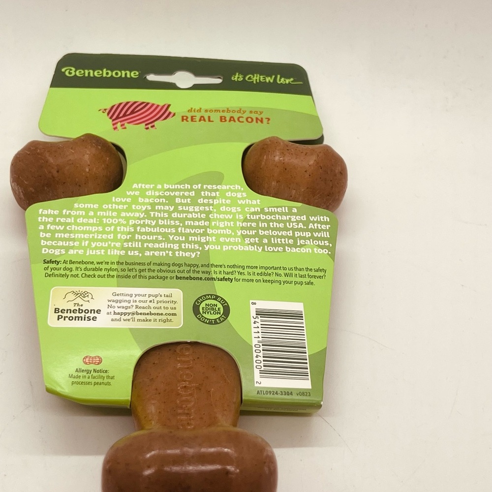 NWT Benebone Bacon Flavor Wishbone Dog Toy Size Medium (under 60 pounds) - Picture 5 of 8